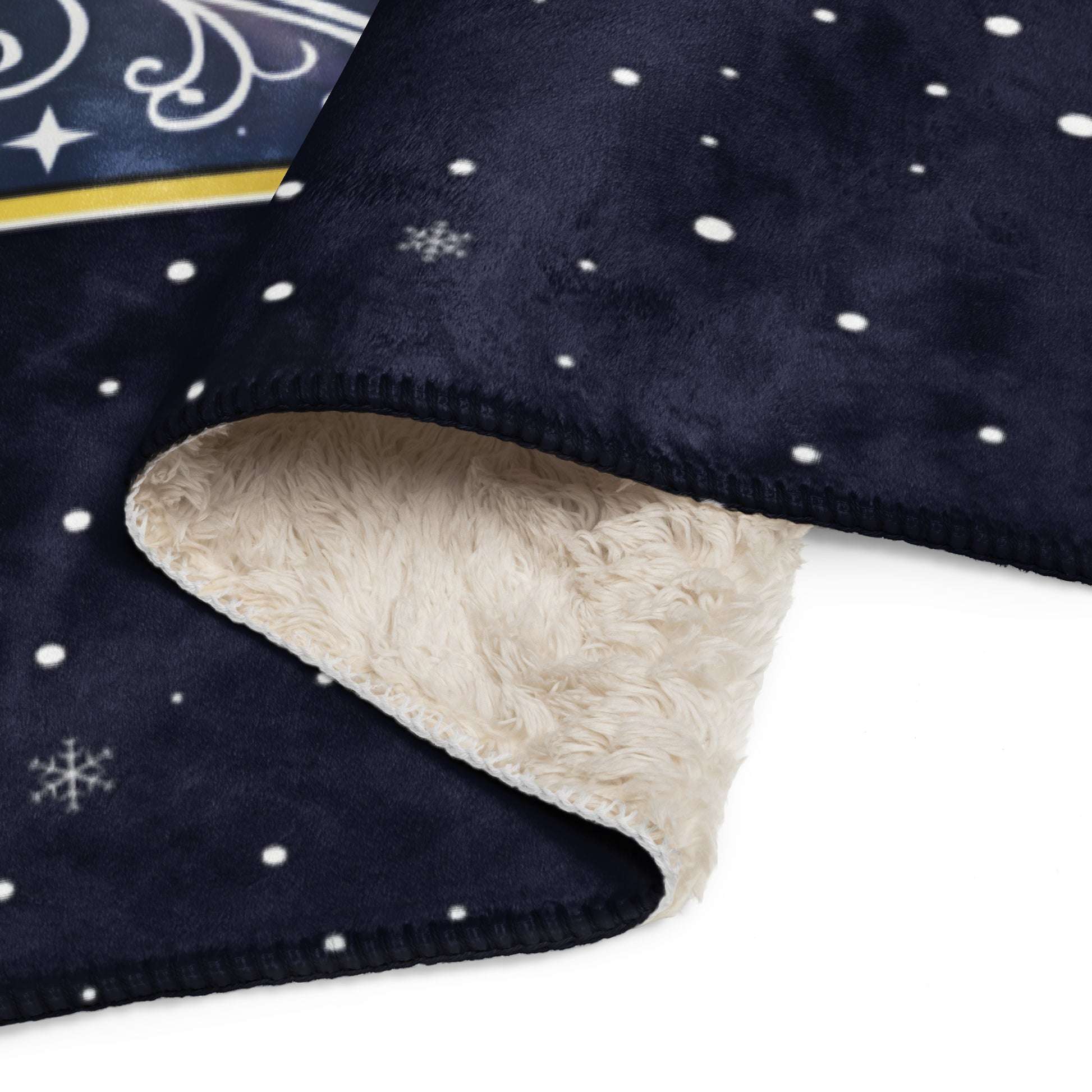 Closeup view of the Personalized Silent Night Christmas Blanket against a white background